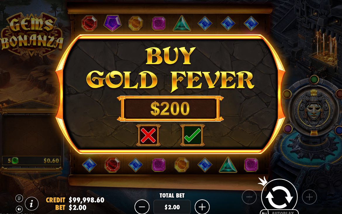 Gold Fever round, showing the progressive level and multiplier
