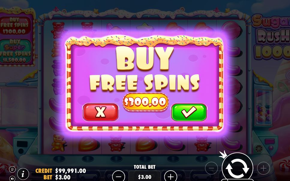Bonus screen showing the Scatter symbols that start the round