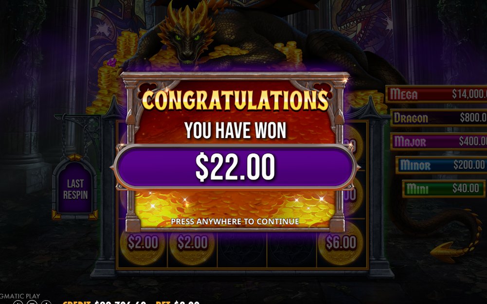 Win screen with a line win paid from the leftmost reel